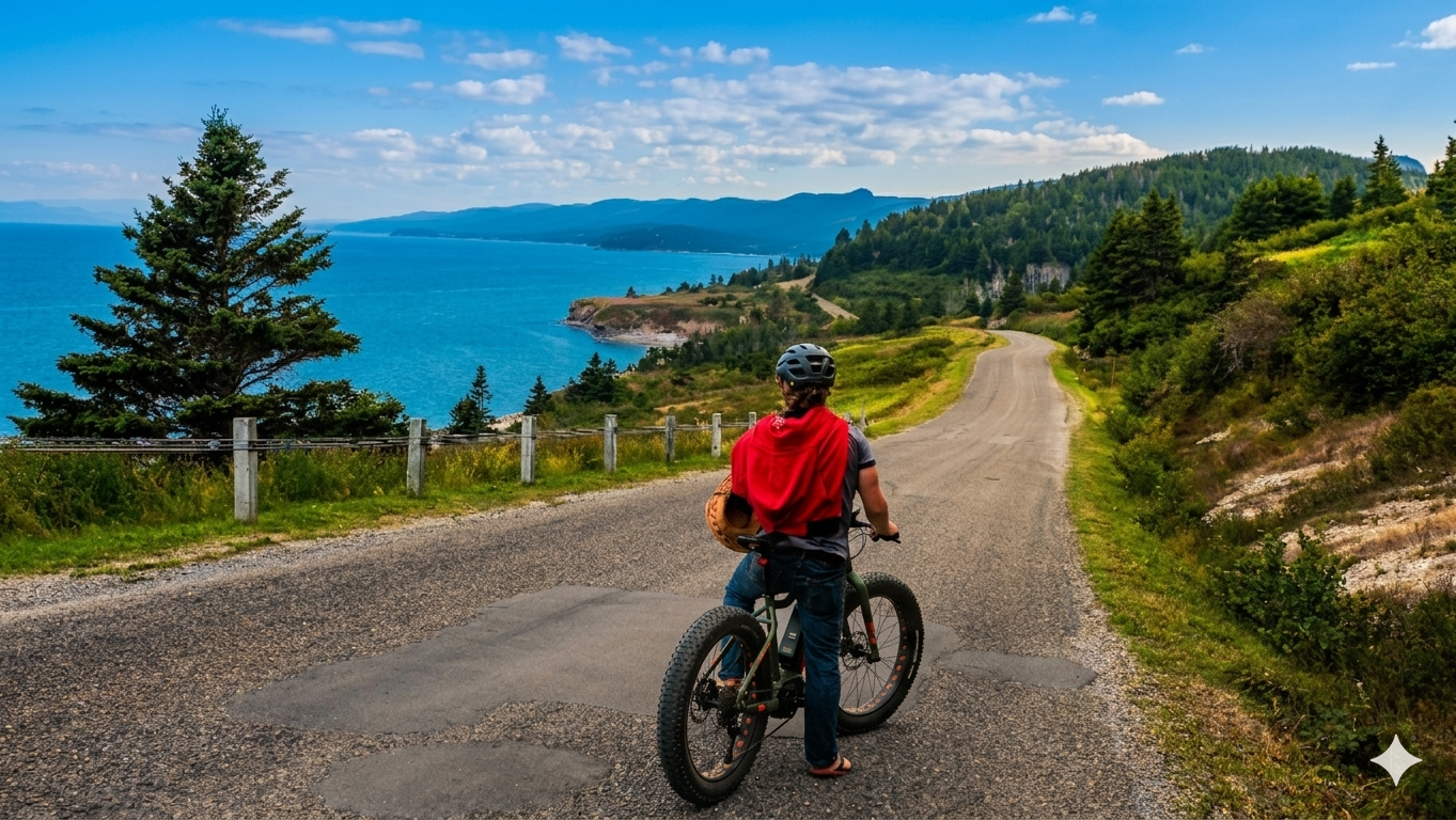 Vélo de montagne à Grande-Grave au Parc national Forillon